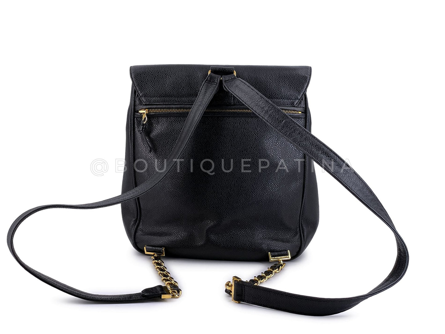 Chanel Vintage Black Caviar Backpack Bag Oversized CC 24k GHW 1T7
