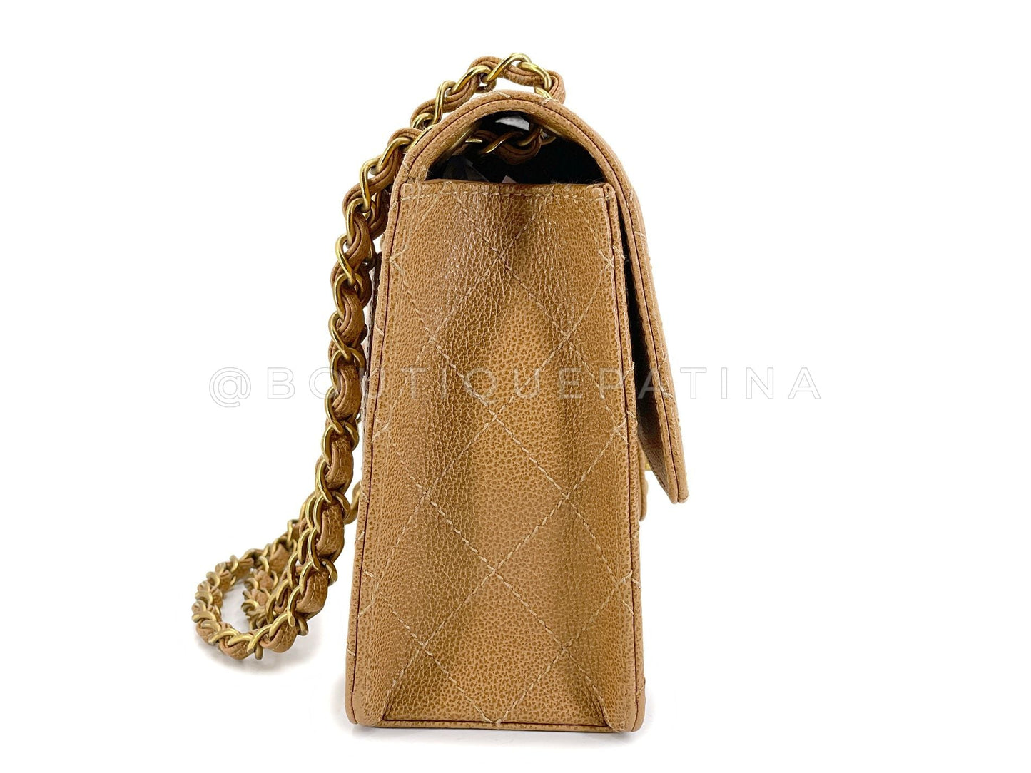 Chanel Vintage Dark Beige Medium Caviar Classic Flap Bag CUC