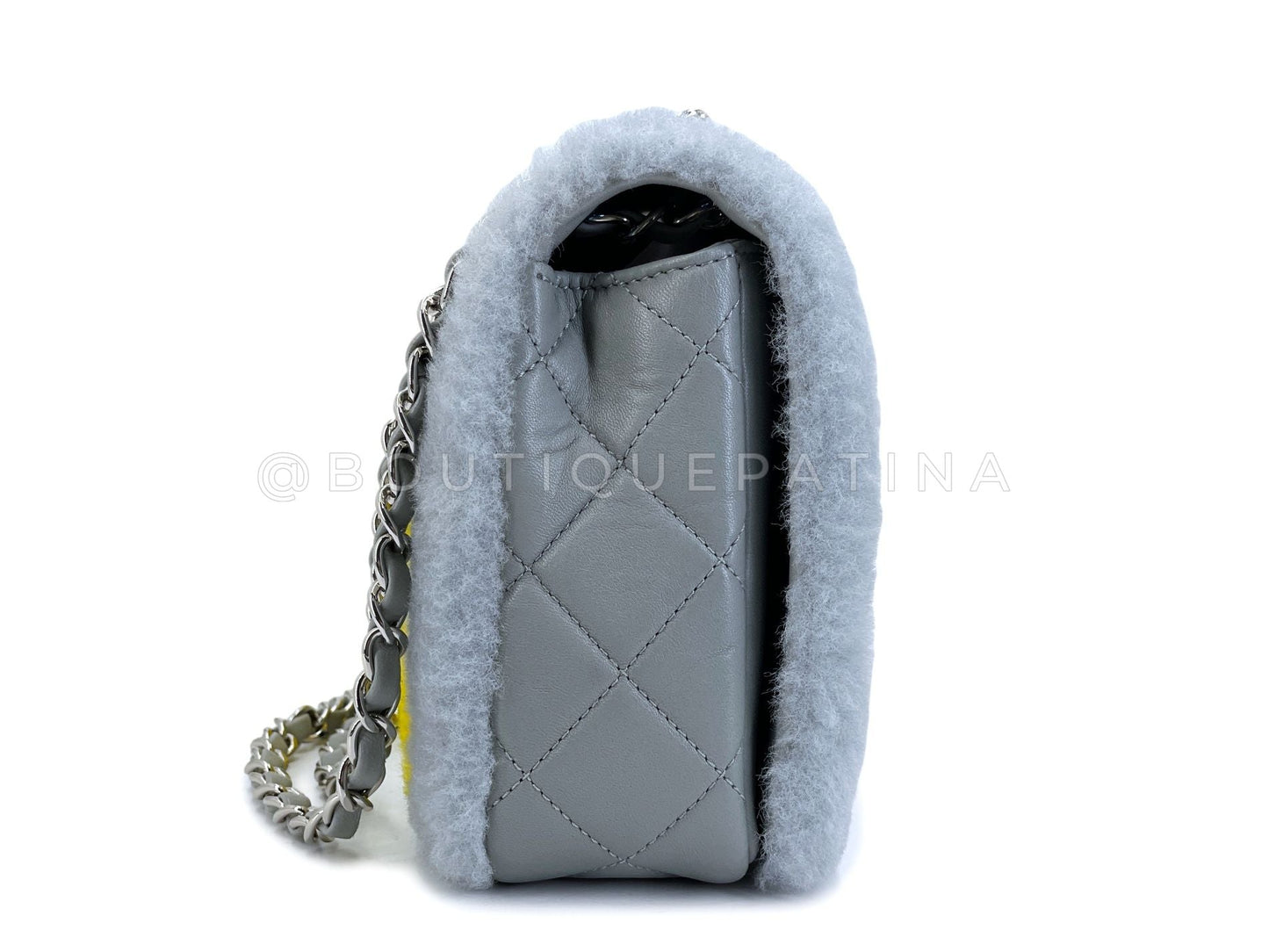 Chanel Shearling Supermarket Bag Gray 2014 Multicolor Comic Flap SHW 7NP