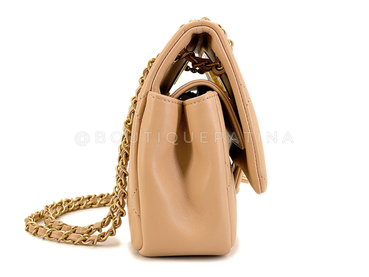 Chanel Beige Chain Handle A Real Catch Flap Bag GHW TTZ