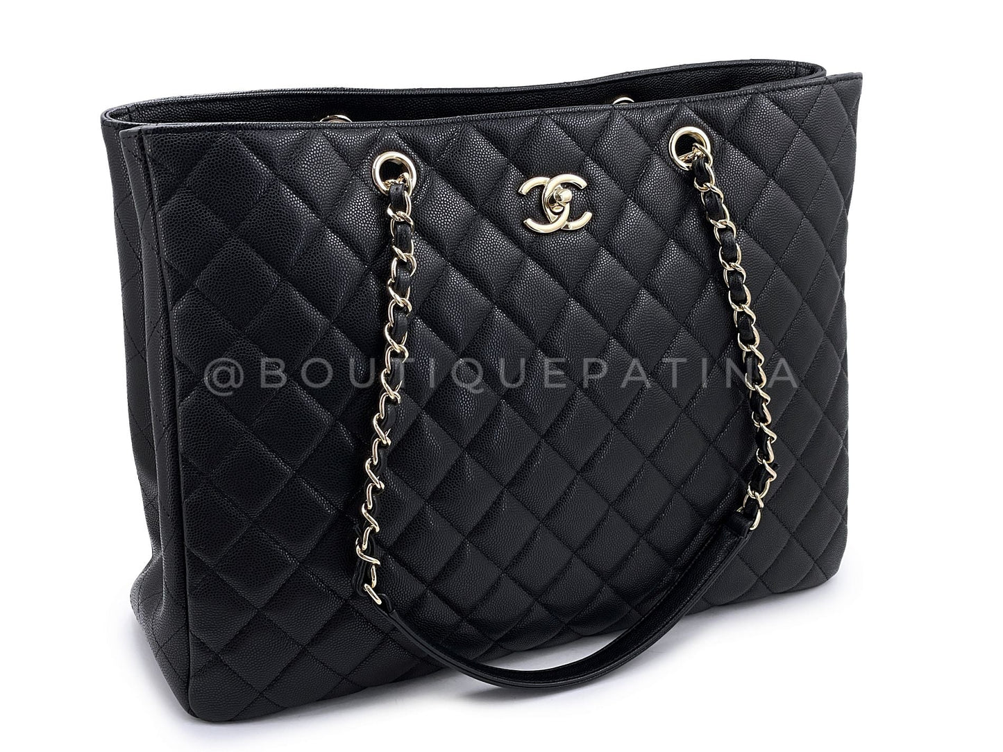Chanel Black Caviar Timeless Clasp Shopper Tote Bag GHW 0JD