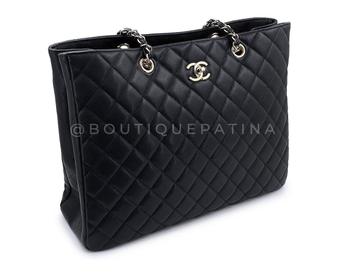 Chanel Black Caviar Timeless Clasp Shopper Tote Bag GHW 0JD