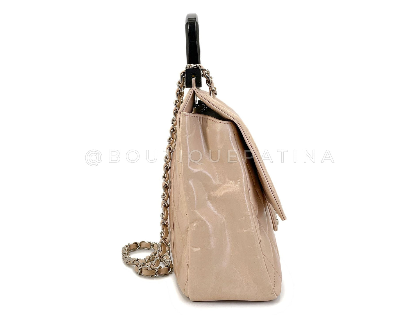 Chanel Resin Handle Beige Delivery Jumbo Flap Bag 2014 SHW 21I