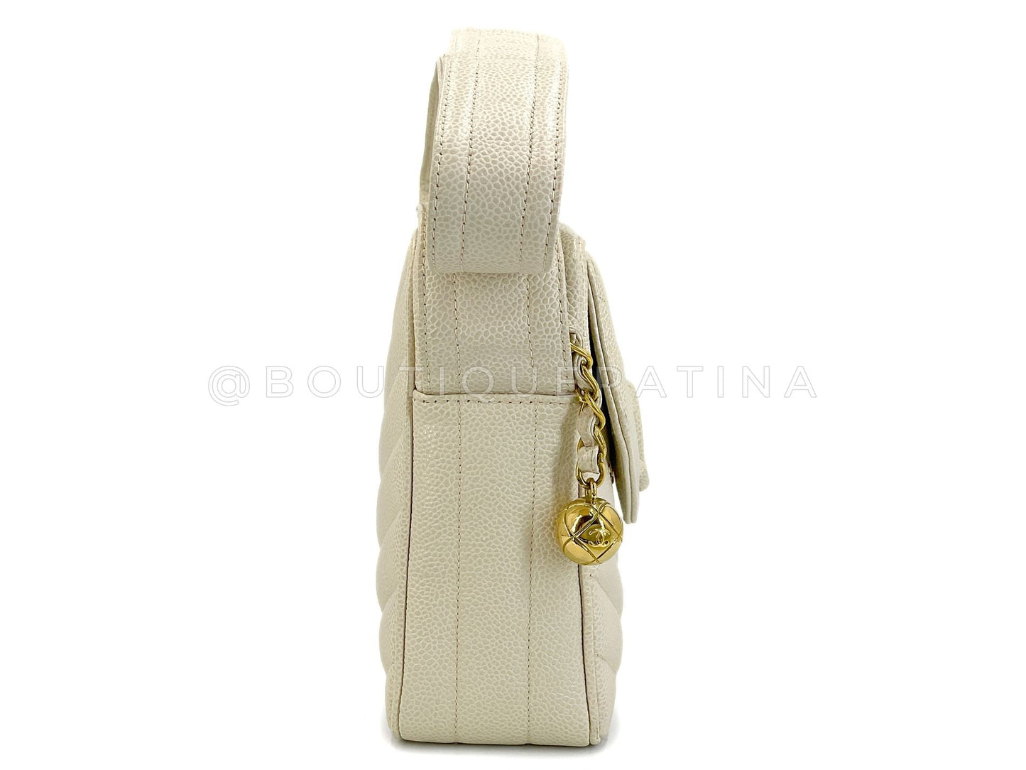 Chanel Vintage Mushroom Beige Caviar Covered CC Camera Bag 24k GHW 6K9