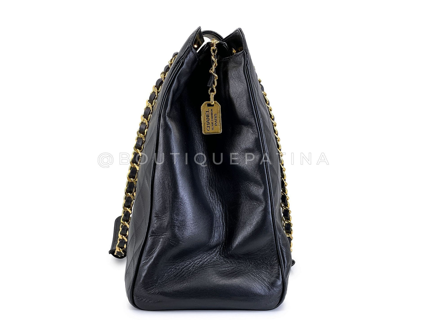 Chanel 1991 Vintage Black Supermodel Weekender Tote Bag 24k GHW WR2