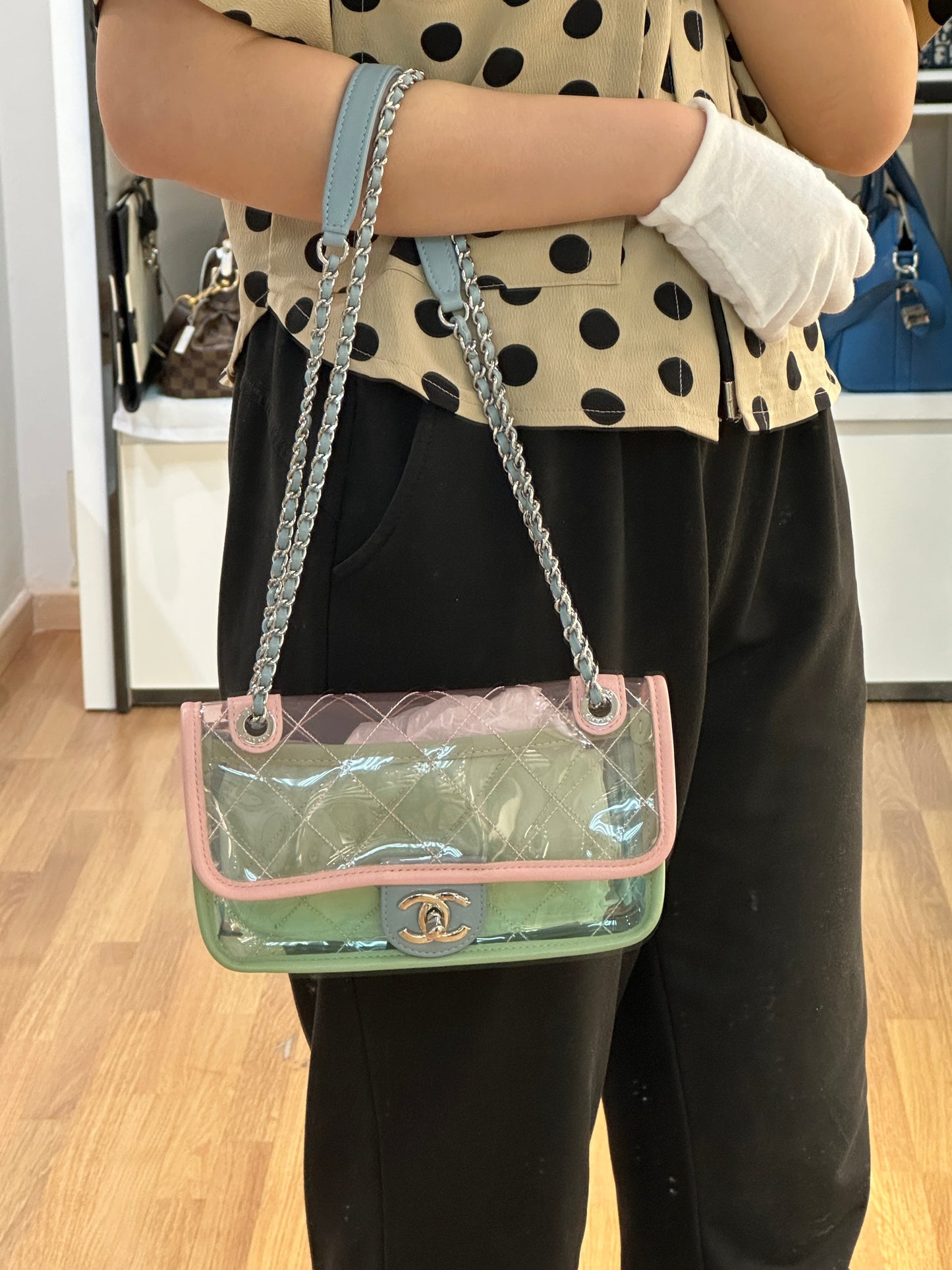 Chanel Coco Splash PVC Mini Flap Bag Pink/Blue/Green 2576 holo