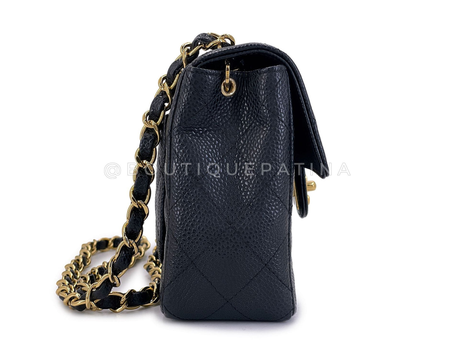 Chanel Vintage Black Caviar Square Mini Flap Bag 24k GHW EN8