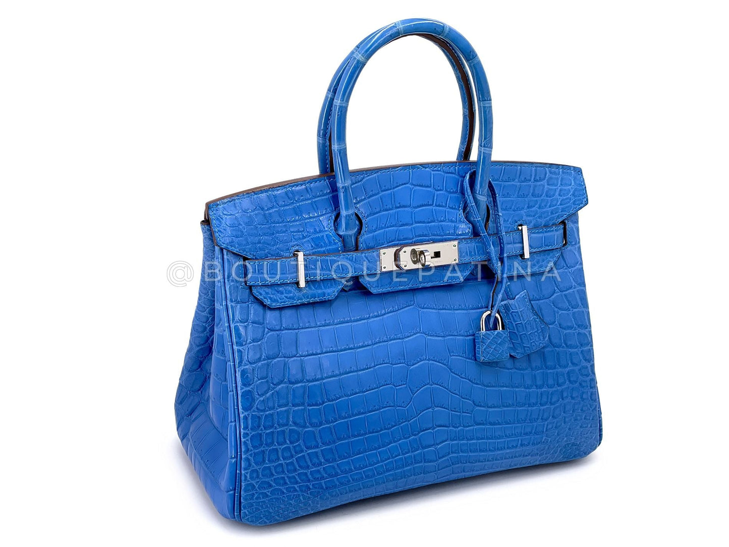 1 of 7 Hermès Blue Mykonos Matte Niloticus Crocodile Birkin 30 Tote Bag PHW MEW