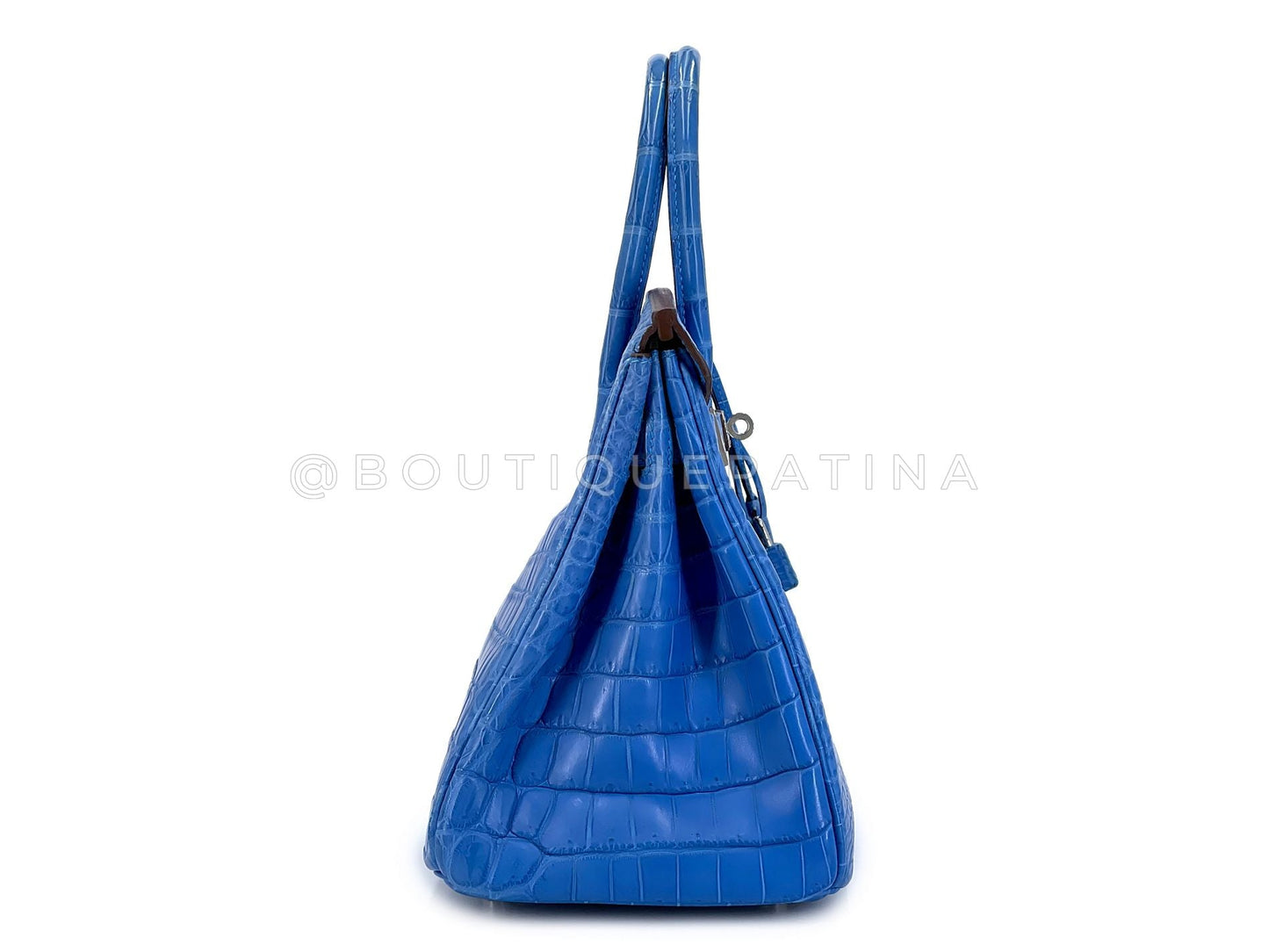 1 of 7 Hermès Blue Mykonos Matte Niloticus Crocodile Birkin 30 Tote Bag PHW MEW