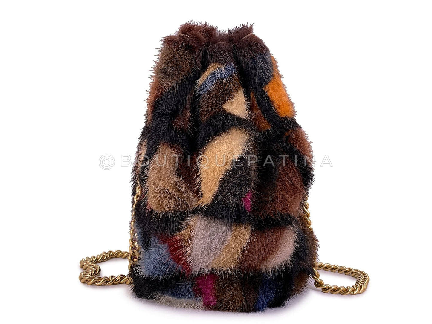 Rare Chanel 2000 Vintage Mink Fur Patchwork Tote Bag GHW 812