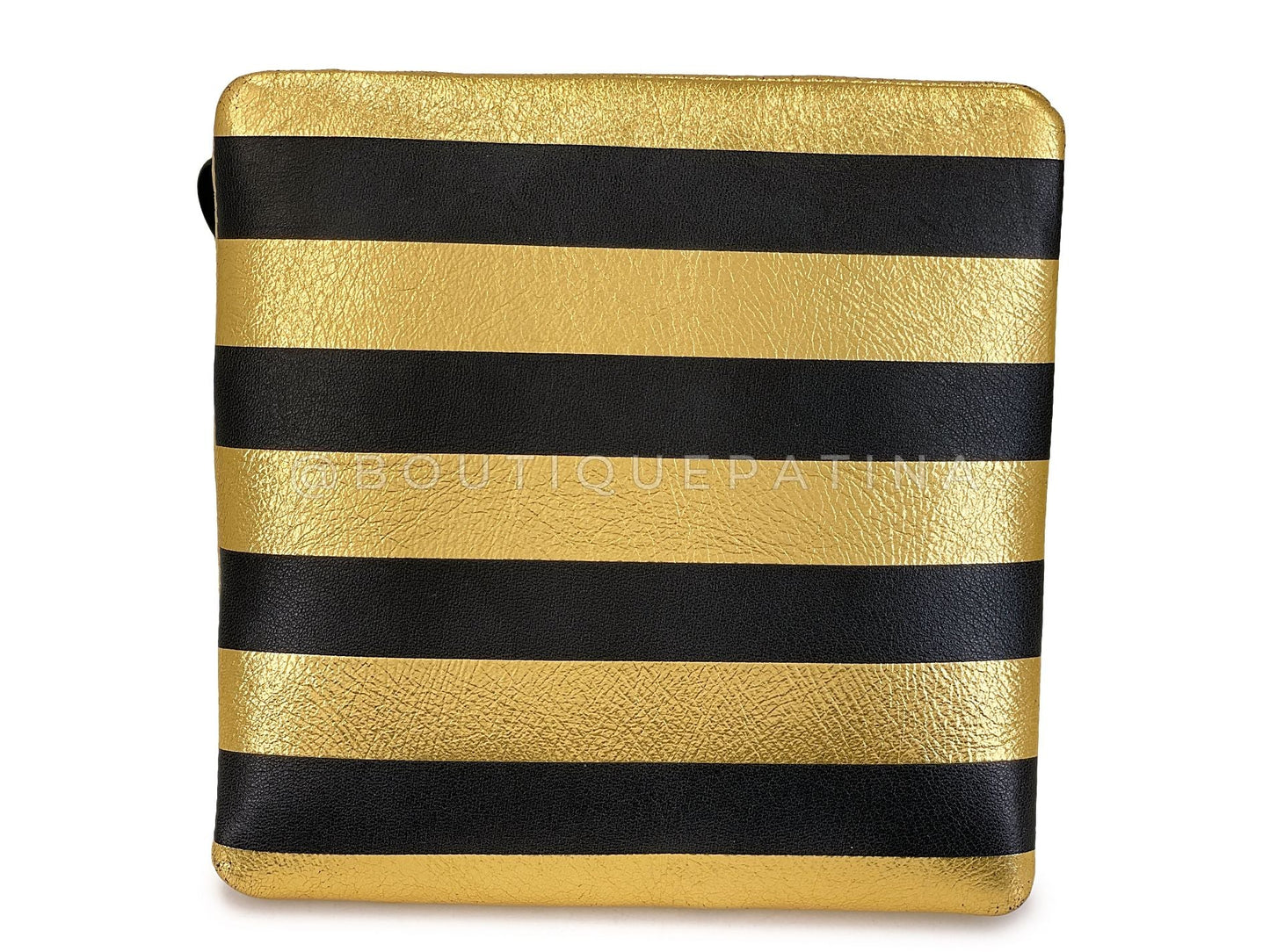 Chanel 19A Egypt Gold Black Leather Pyramid Evening Minaudière Clutch Bag Paris-New York OE9