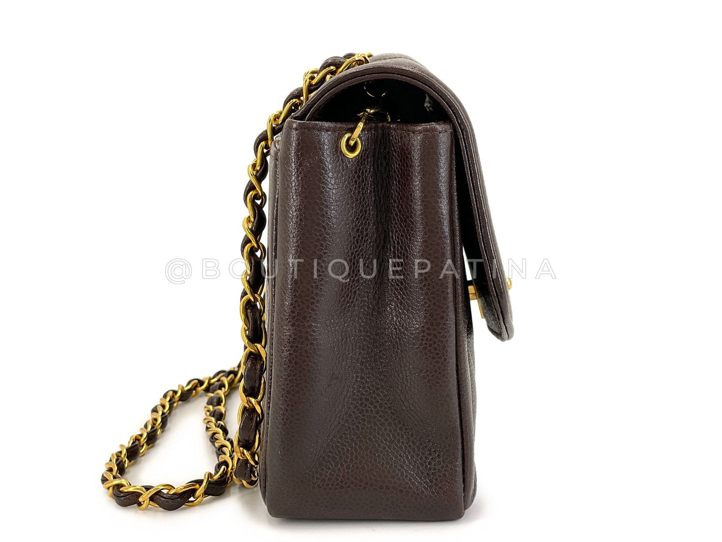 Chanel 1997 Vintage Brown Caviar Medium Diana Flap Bag 24k GHW 2C4