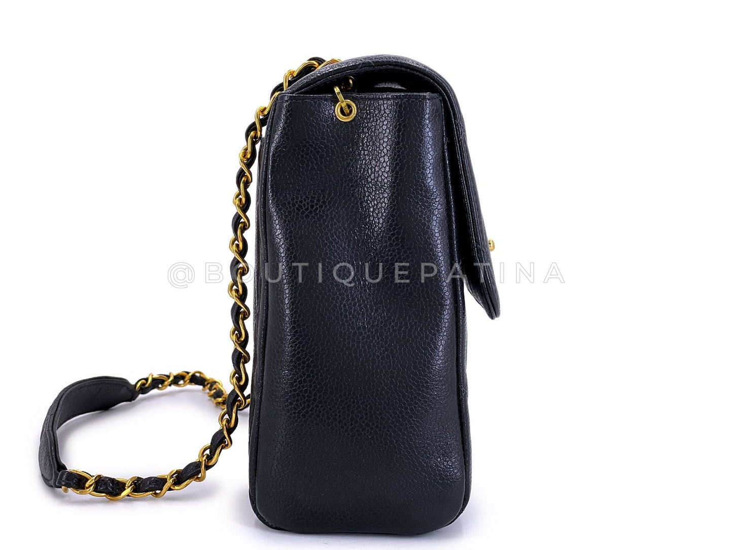 Chanel 1997 Vintage Black Caviar Square Crossbody Flap Bag 24k GHW