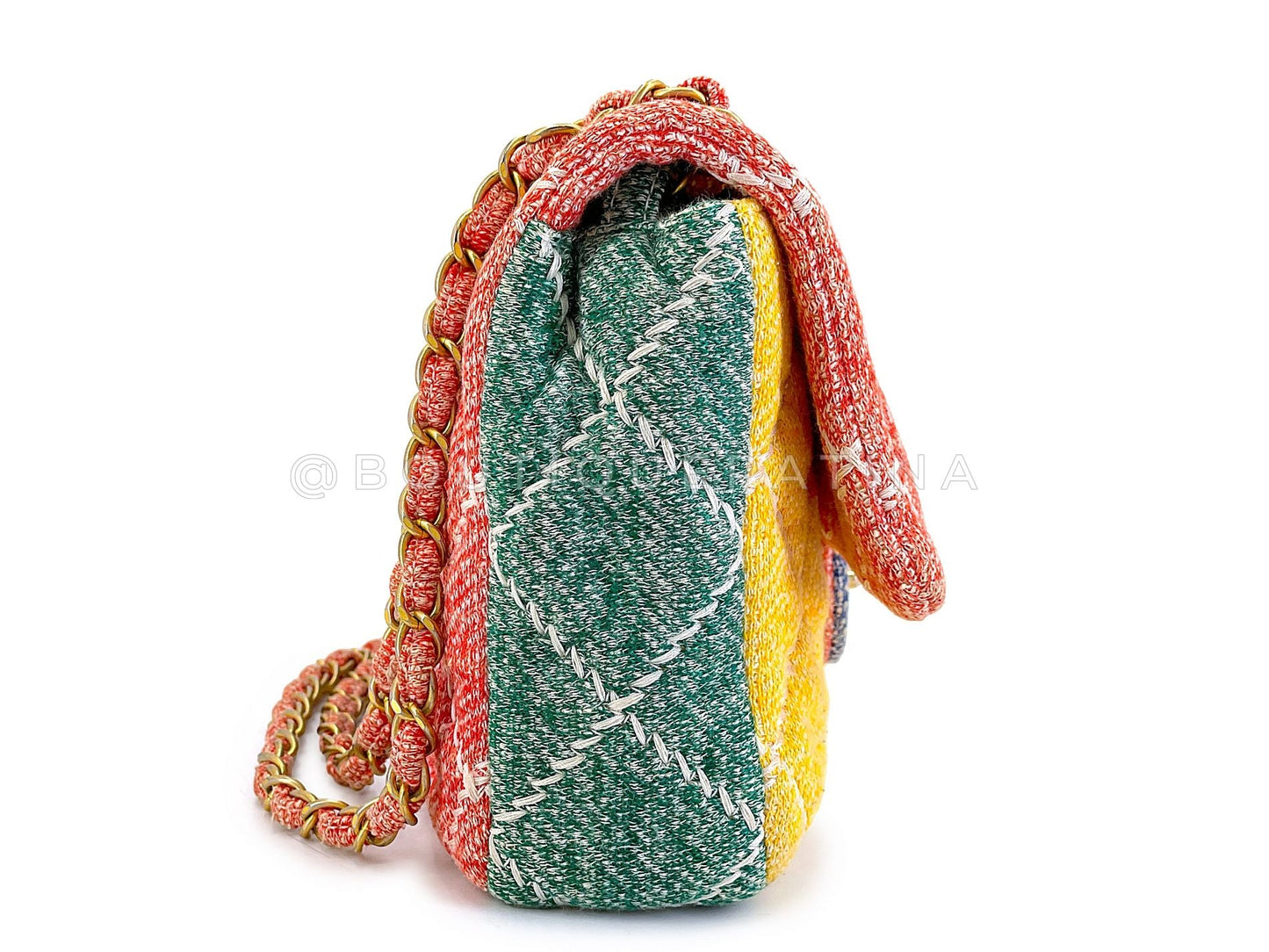 Chanel Multicolor Rainbow Wool Stitched Flap Bag GHW J06