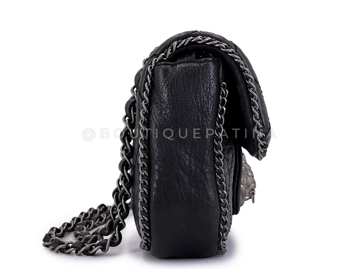Chanel 2007 Vintage Black Leo the Lionhead Lion Flap Bag RHW CZX
