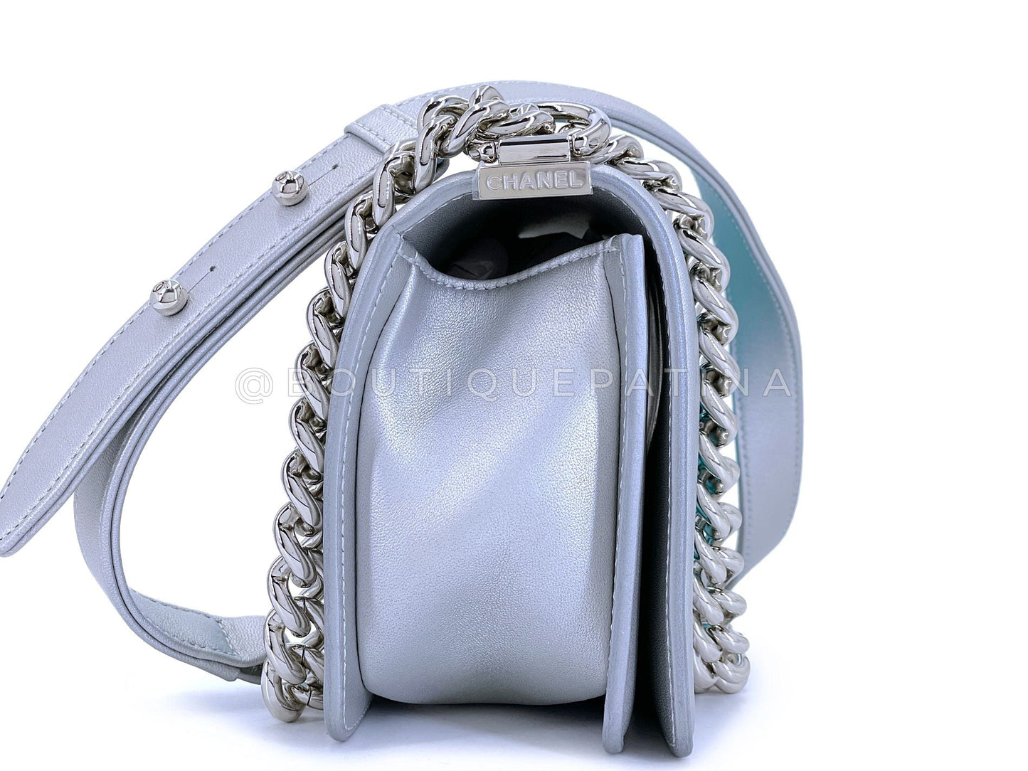 Chanel 18S Turquoise Mermaid Iridescent Water Boy Flap Bag Small 5N0