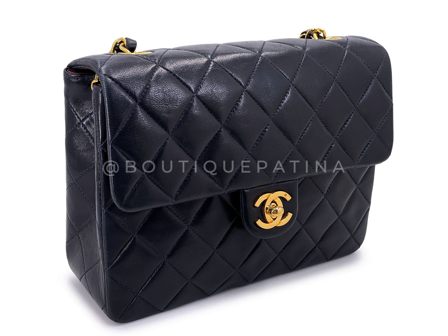 Chanel Vintage 1991 Black Mini Flap Bag Classic Lambskin 20cm 24k GHW FEL
