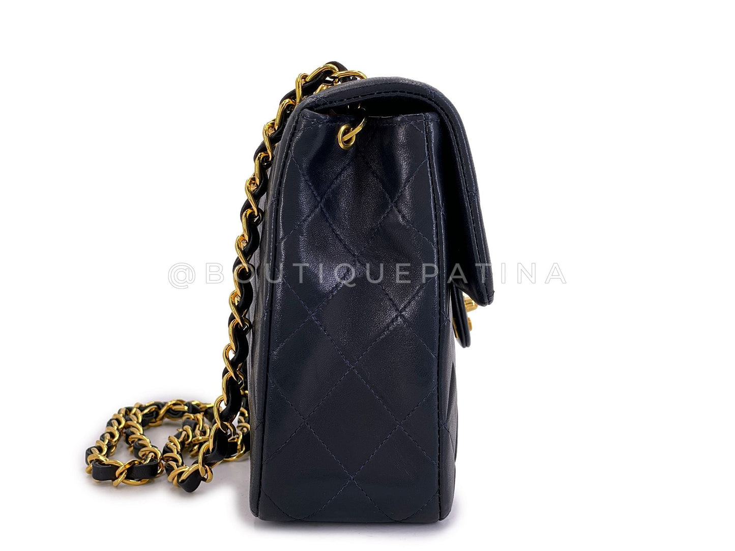 Chanel Vintage 1991 Black Mini Flap Bag Classic Lambskin 20cm 24k GHW FEL