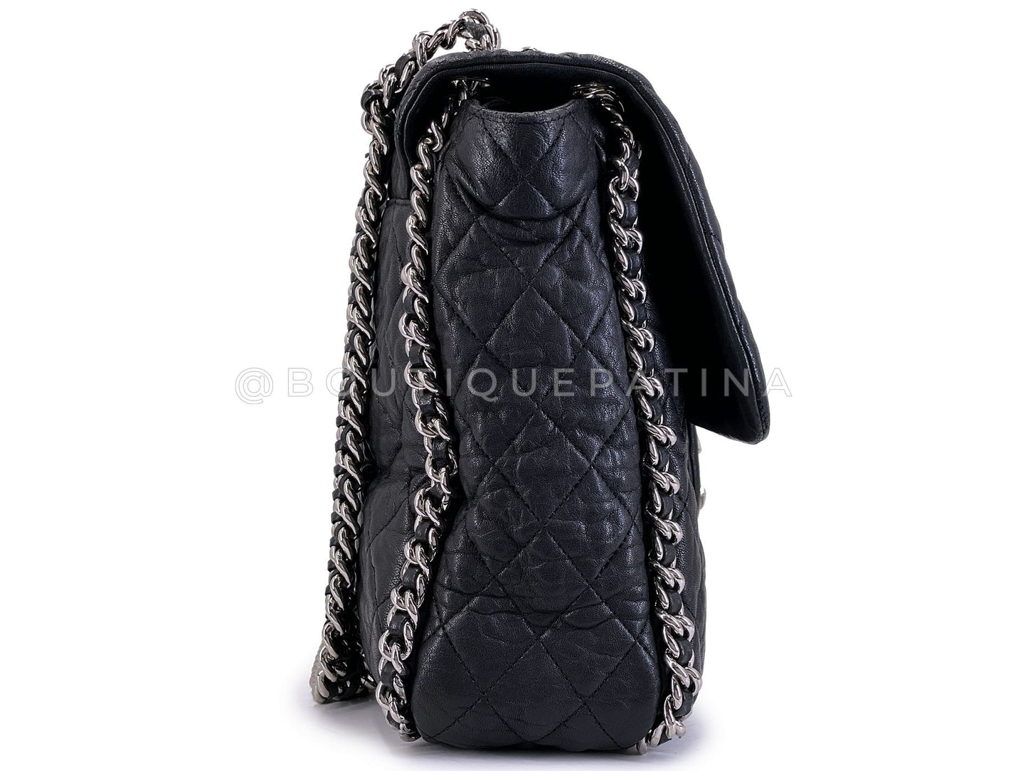 Chanel Black Luxe Chain Around Maxi Flap Bag SHW 65I