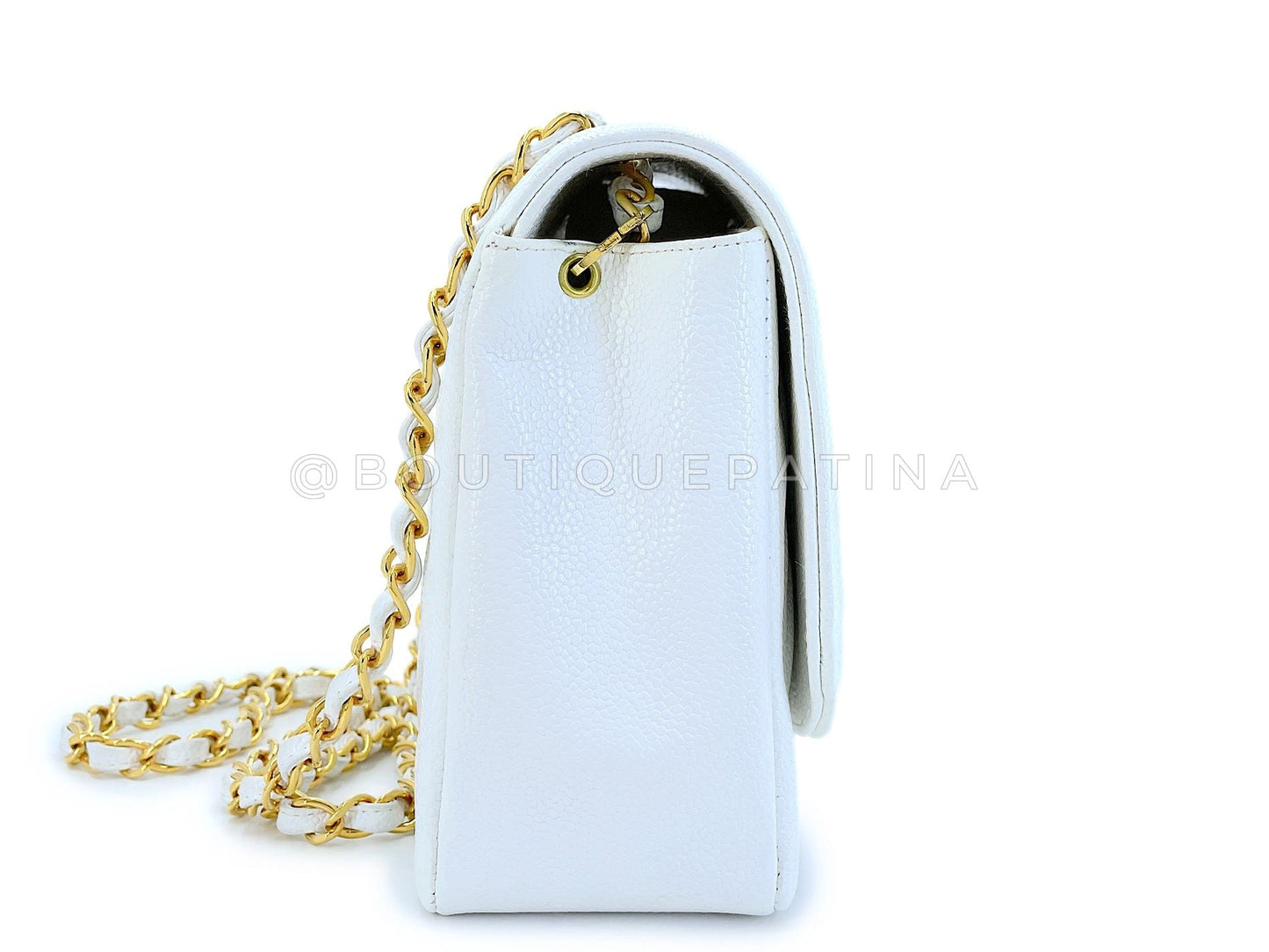Chanel Vintage 1994 White Caviar Medium Diana Flap Bag 24k GHW 247