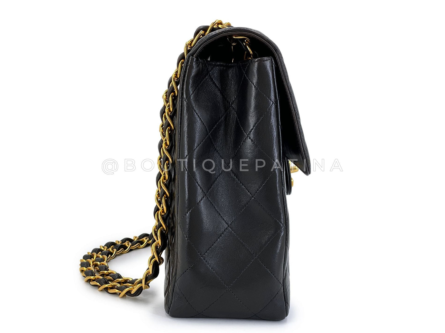 Chanel 1996 Vintage Black Jumbo Classic Flap Bag 24k GHW Lambskin GRP