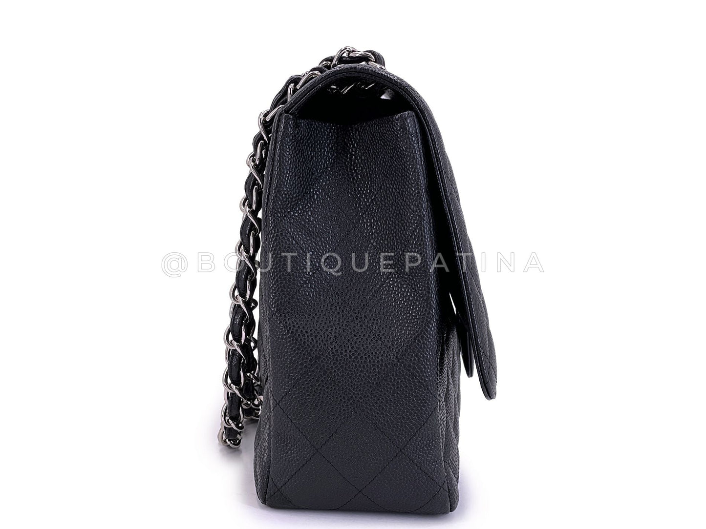 Chanel Vintage Black Caviar Maxi Classic Flap Bag SHW Single WJF