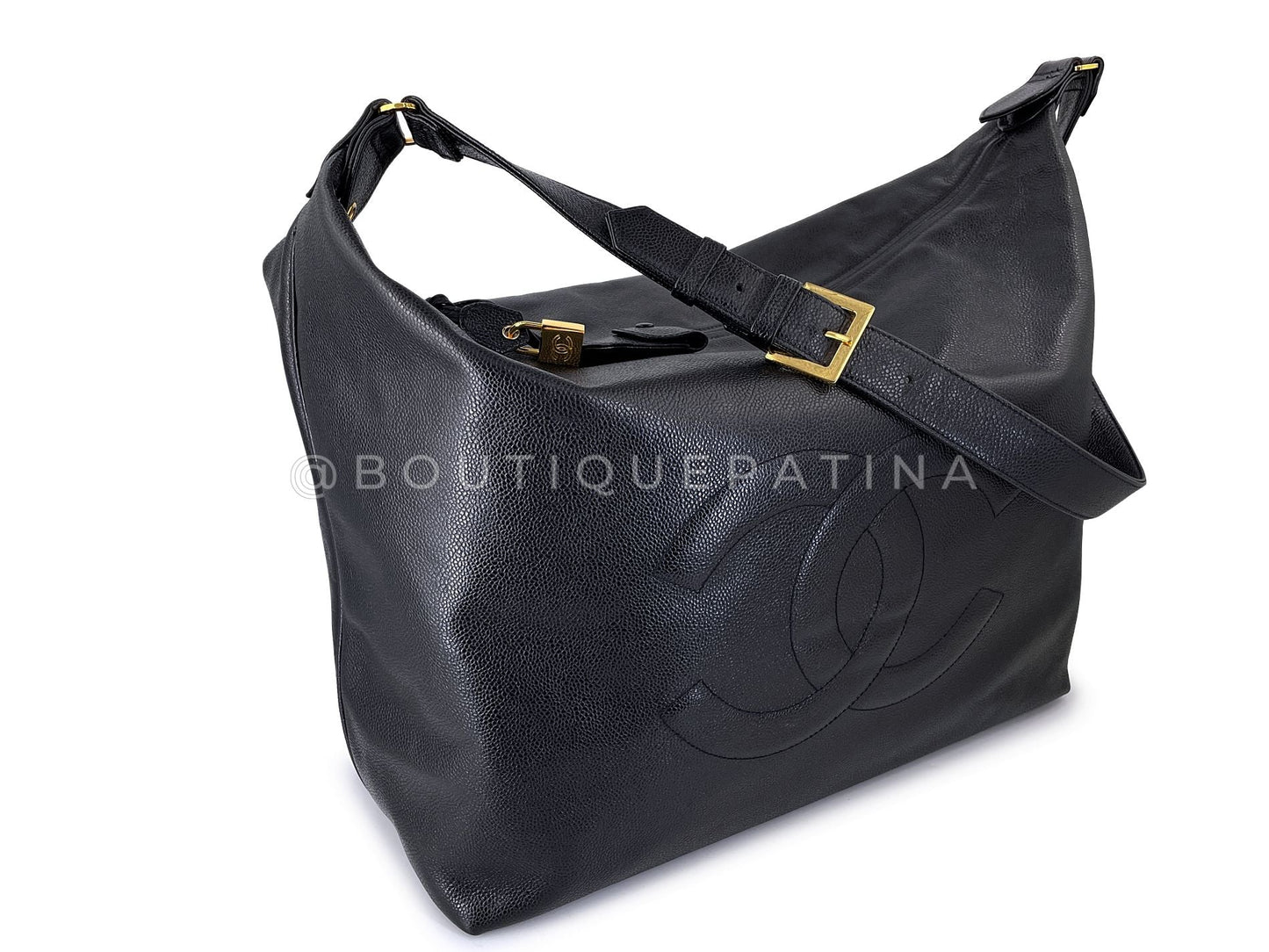 Chanel 1994 XL Vintage Caviar Timeless Hobo Tote Bag 24k GHW H09