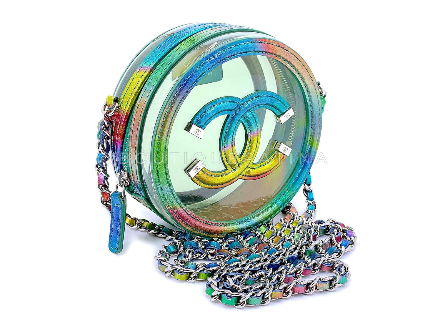 Chanel 20C Round Filigree Clutch Rainbow Crossbody Bag SHW PD6