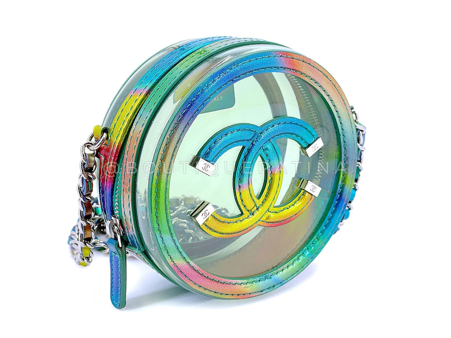 Chanel 20C Round Filigree Clutch Rainbow Crossbody Bag SHW PD6
