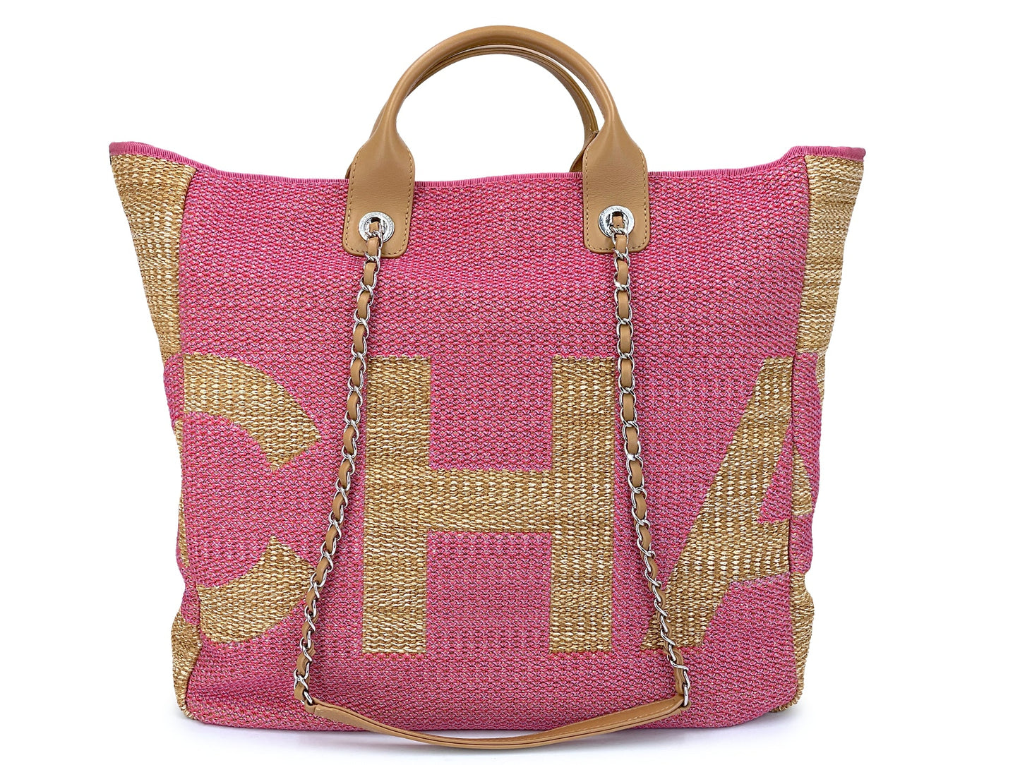 Chanel 19S Pink Raffia Straw Maxi Shopping Tote Bag SHW 7CE