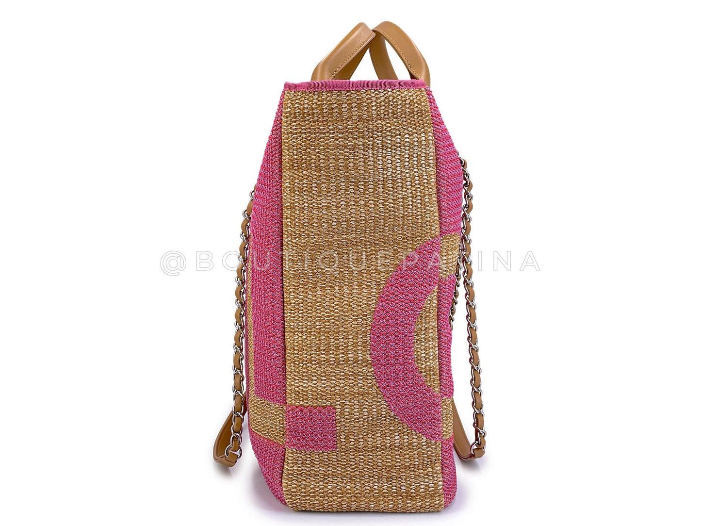 Chanel 19S Pink Raffia Straw Maxi Shopping Tote Bag SHW 7CE