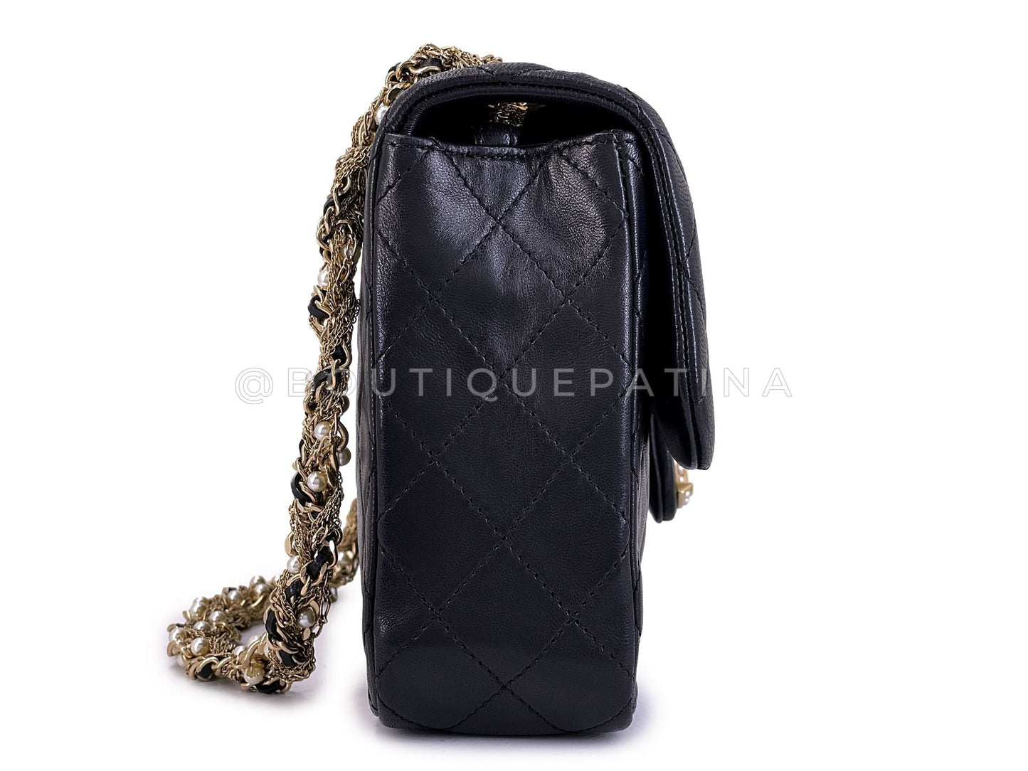 Chanel 2014 Black Westminster Pearl Braided Flap Bag GHW 523