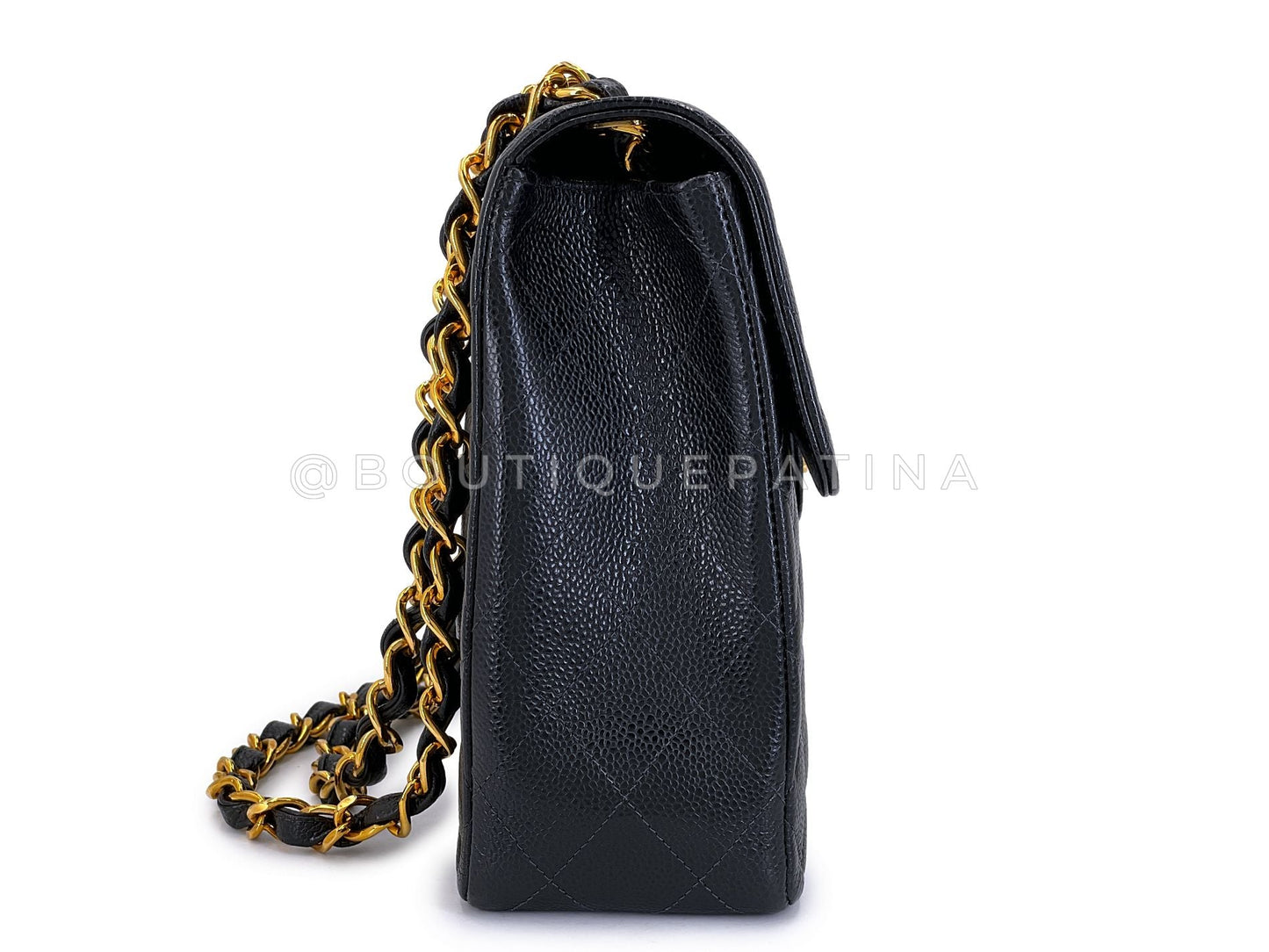 Chanel 2003 Vintage Black Caviar Jumbo Classic Flap Bag 24k GHW UVR