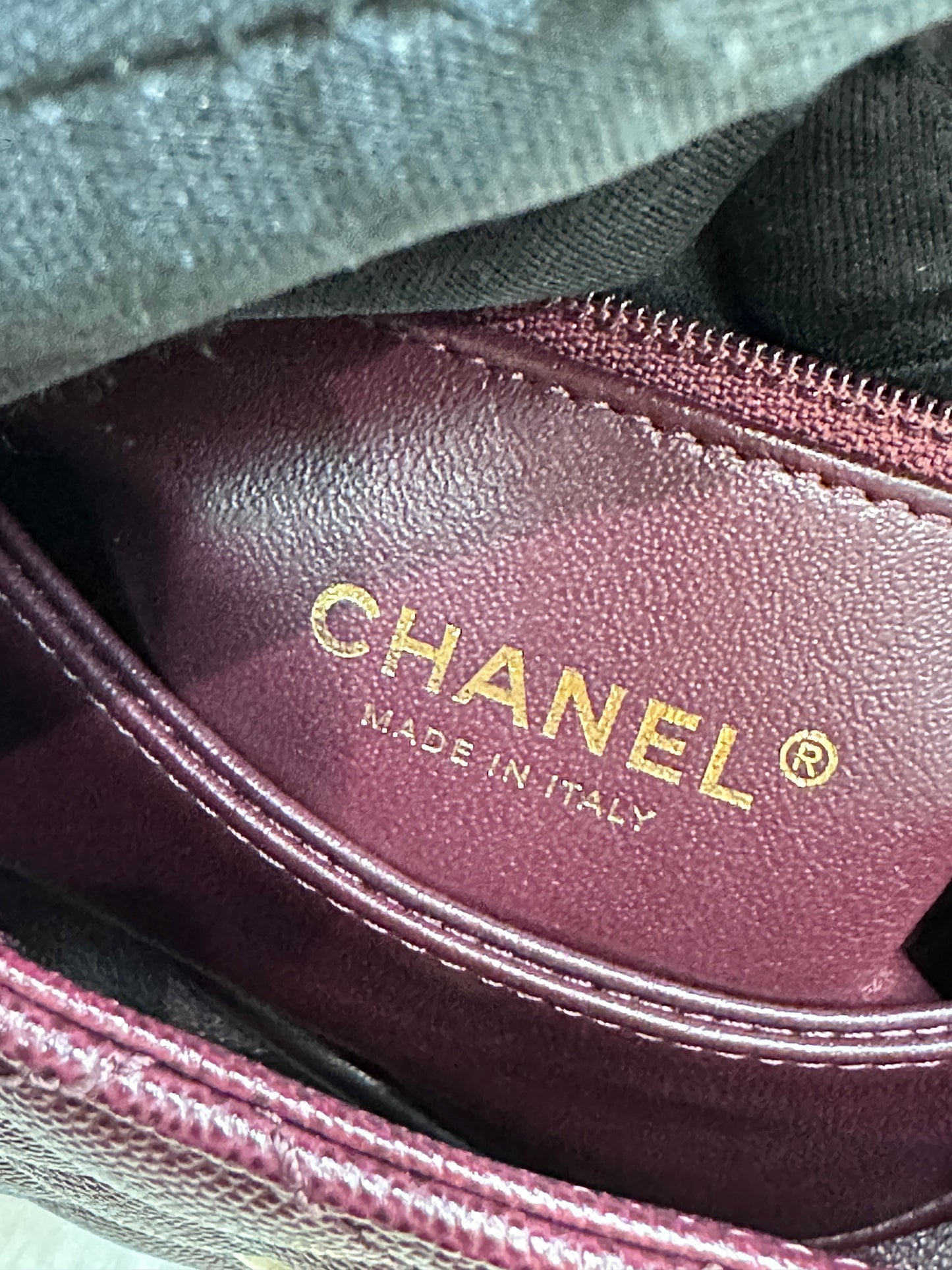 Chanel Small Coco Handle Elaphe Leather Handle Burgundy