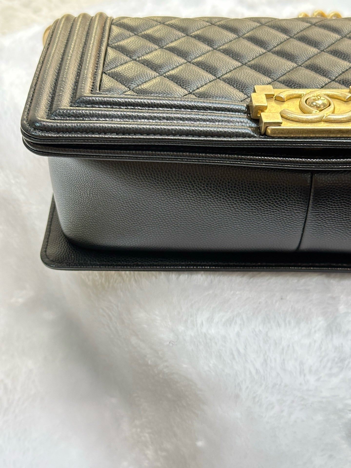 Chanel Medium Caviar LeBoy Bag Black GHW 27 holo card