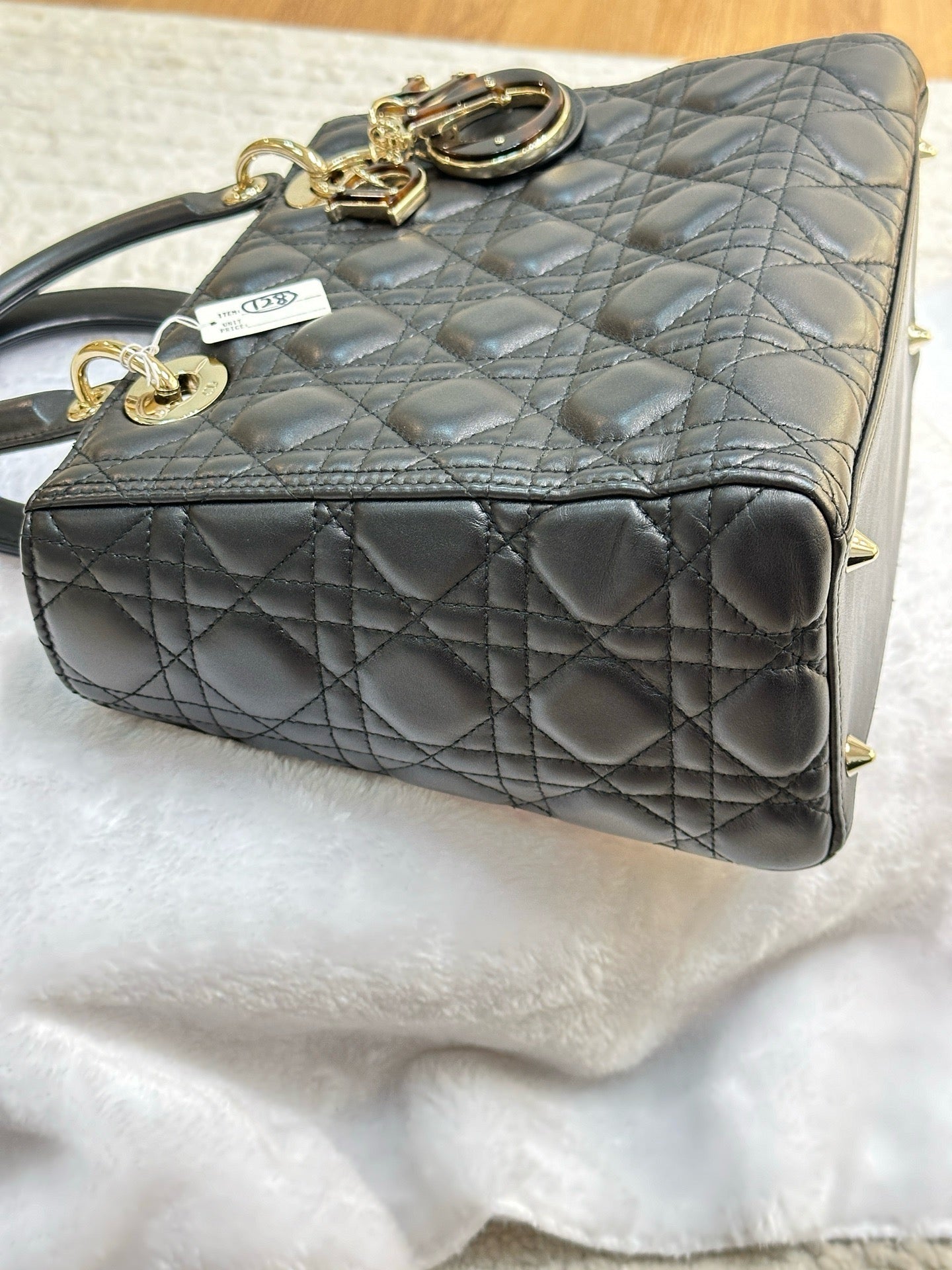 Christian Dior Lambskin Cannage Medium Lady Dior Black GHW