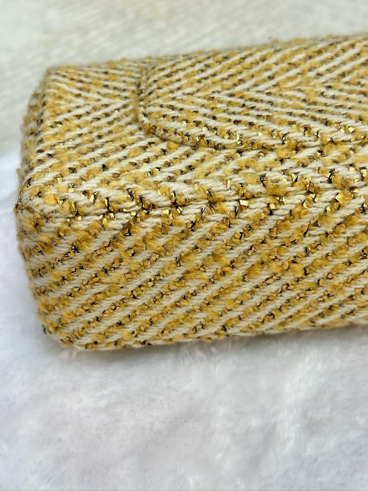 Chanel Medium Gold Tweed Single Flap Bag