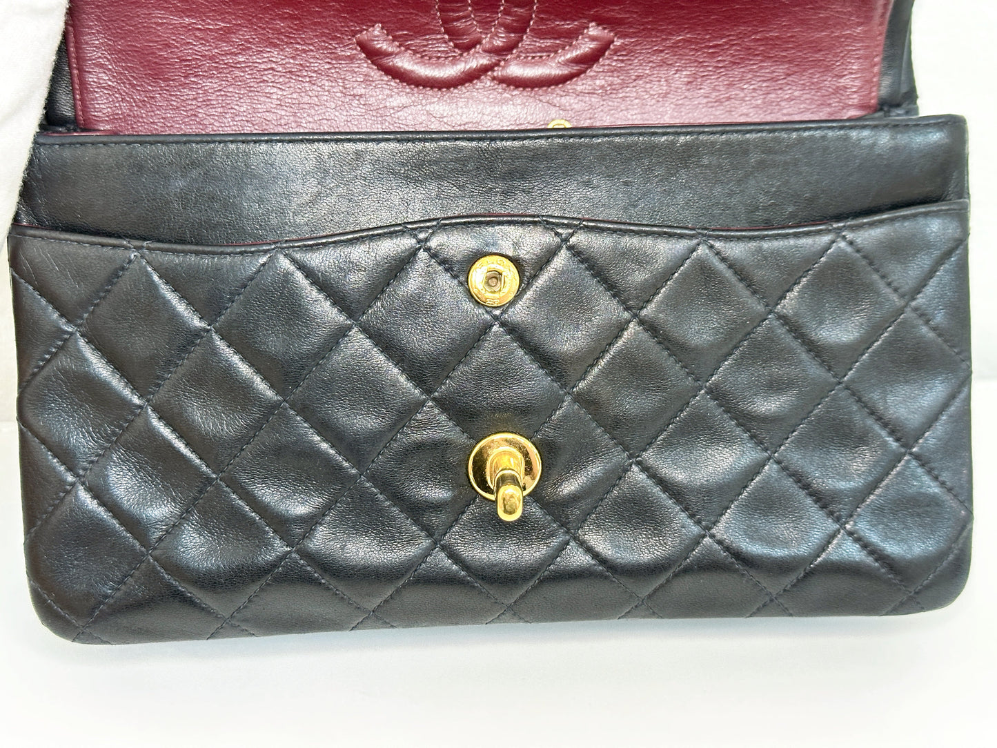 Chanel Vintage Black Quilted Lambskin Small Classic Double Flap Bag 4591 holo card