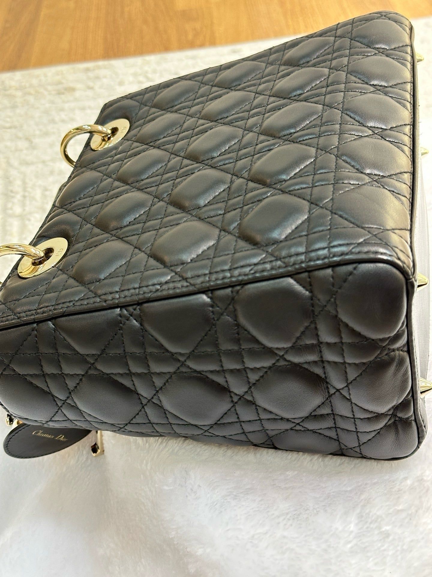 Christian Dior Lambskin Cannage Medium Lady Dior Black GHW