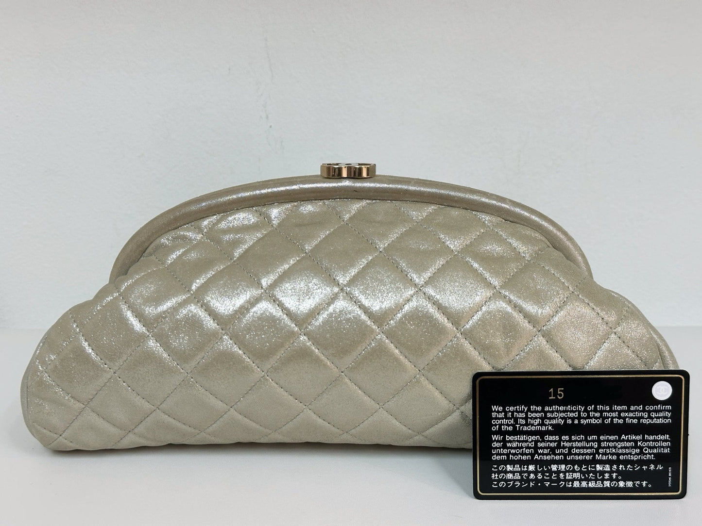Chanel Timeless Clutch Bag shinny gold beige colour