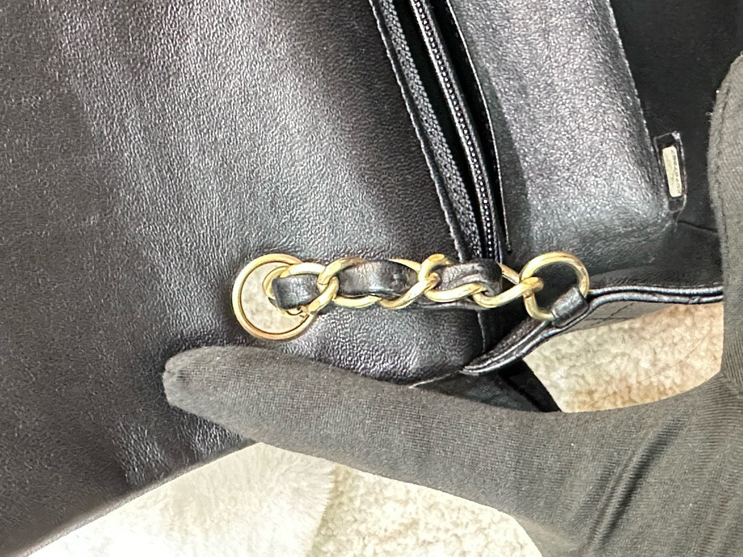 Chanel Mini Rectangular Lambskin Quilted Studded Flap Black