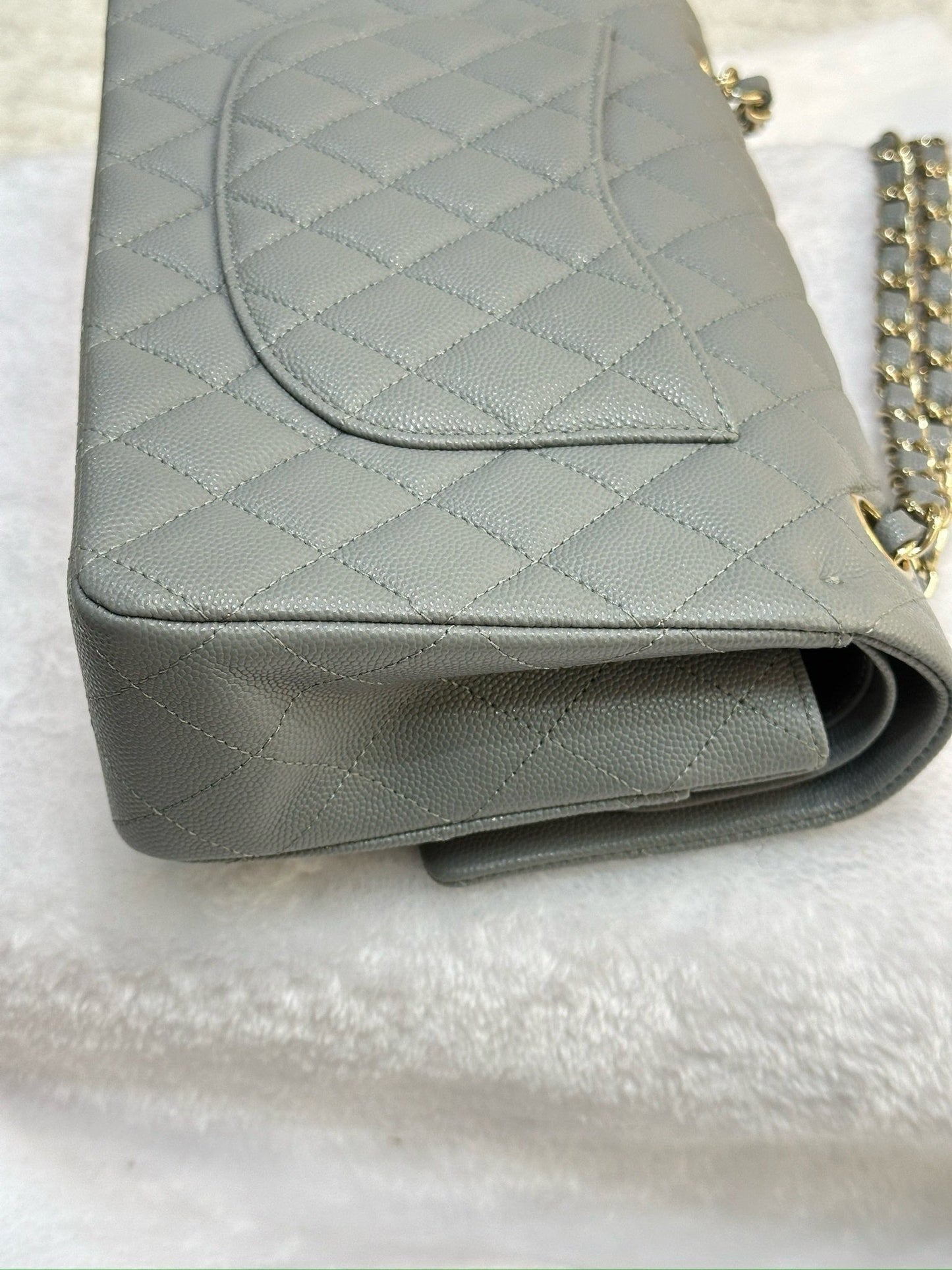 Chanel Medium Caviar Quilted Double Flap Bag Grey LGHW