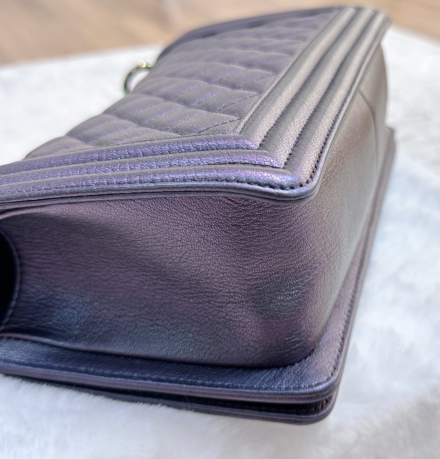 Chanel LeBoy Bag Old Medium Calfskin Purple