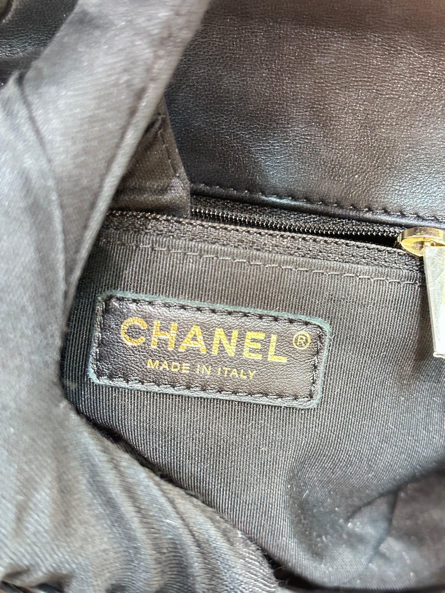 CHANEL Lambskin Quilted Studded Beauty Begins Flap Black