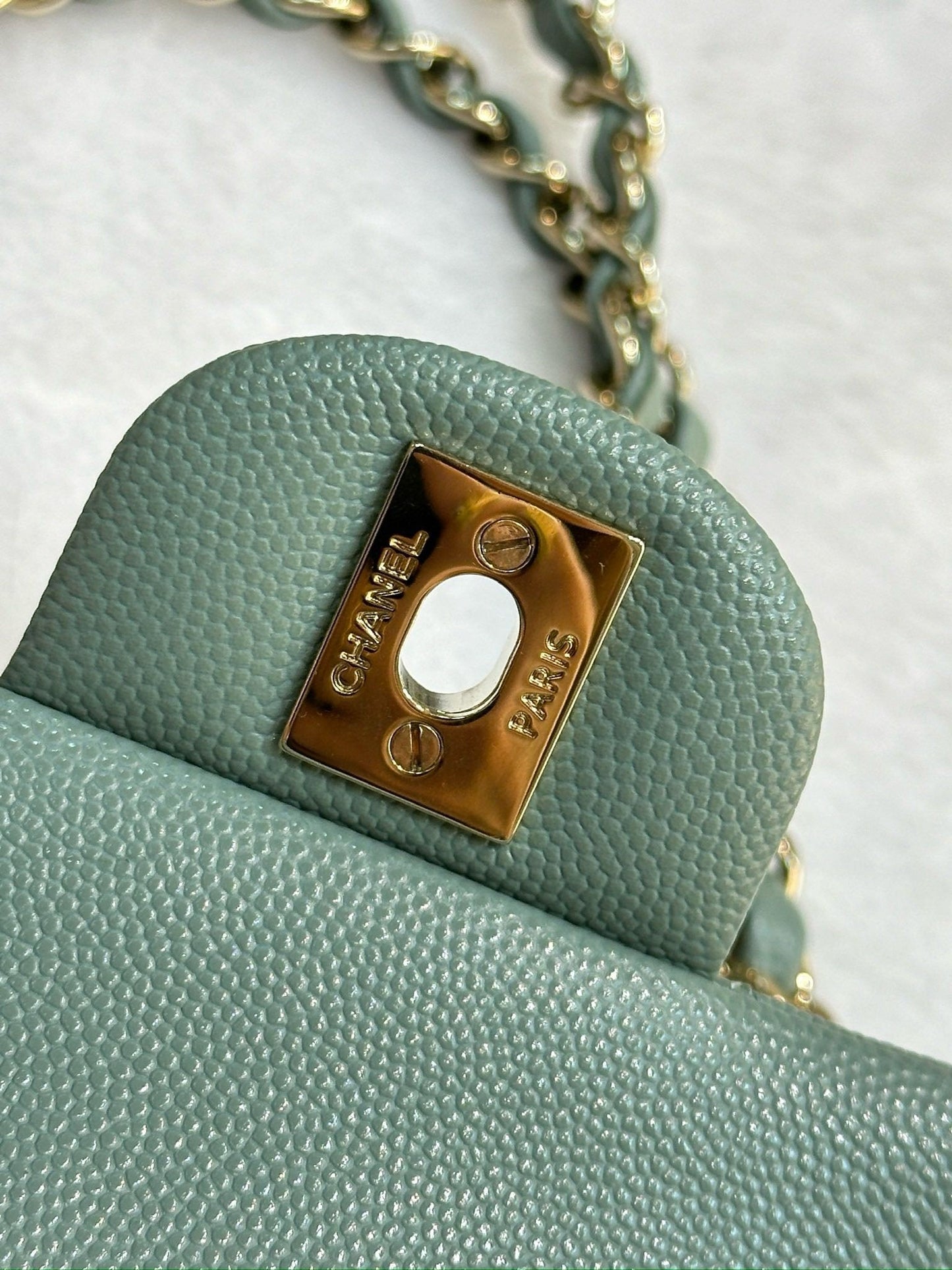 Chanel Small Caviar Quilted Double Flap Dark Green 22C