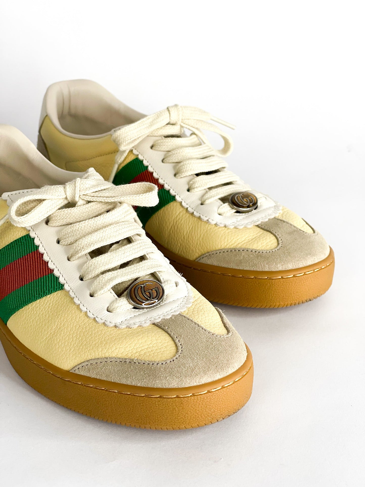 Gucci Tricolor Leather and Suede G74 Sneakers Size 37 1/2