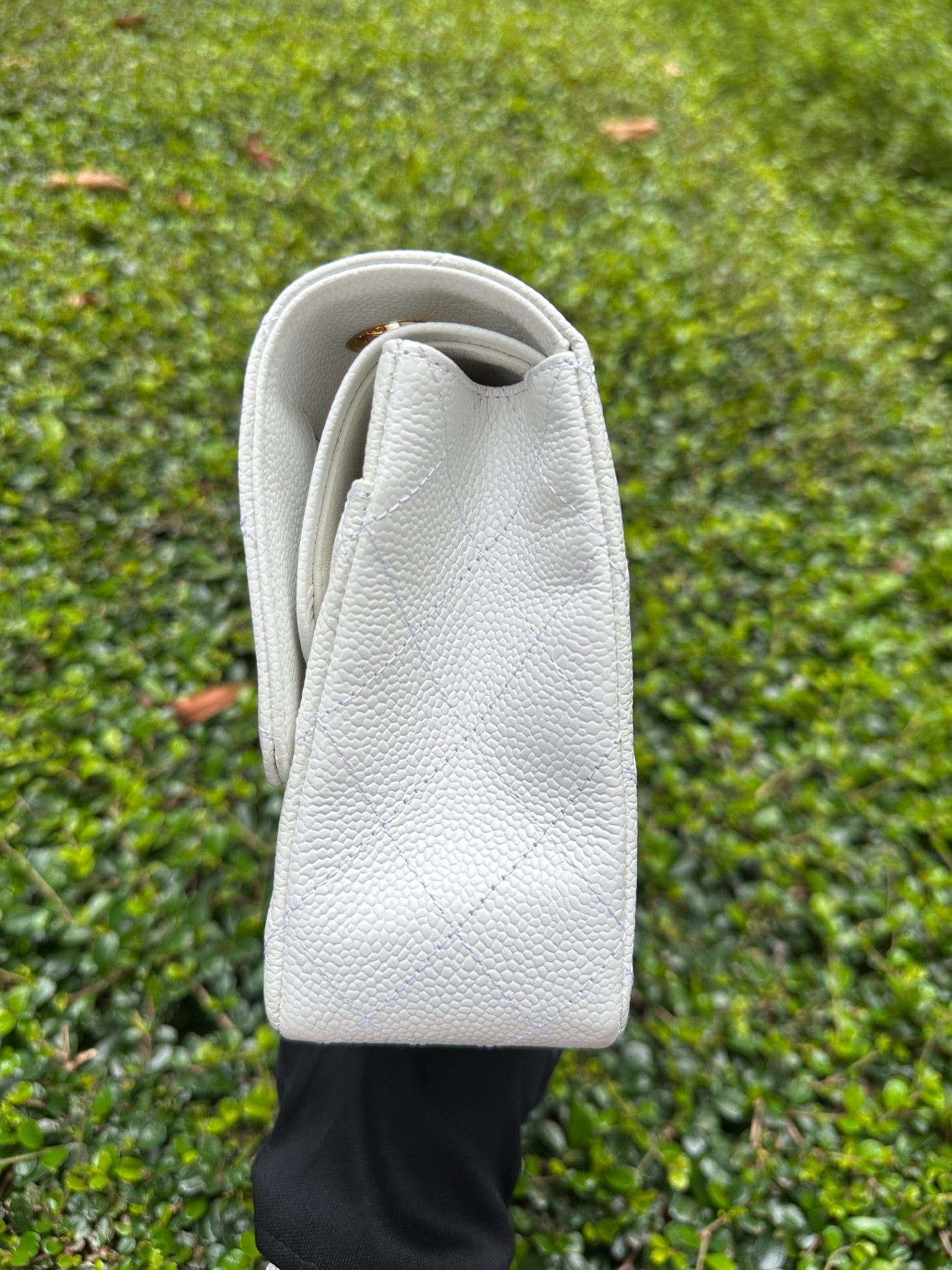 Chanel White Caviar Medium Classic Double Flap Bag