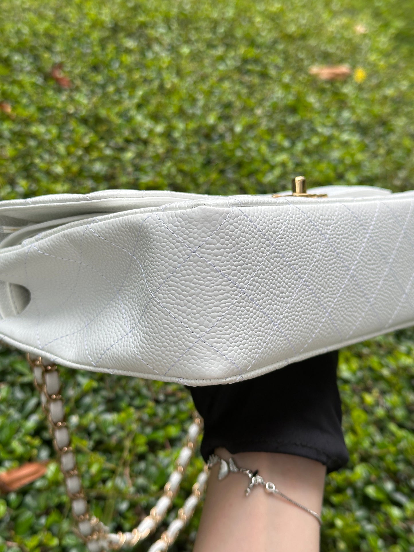 Chanel White Caviar Medium Classic Double Flap Bag