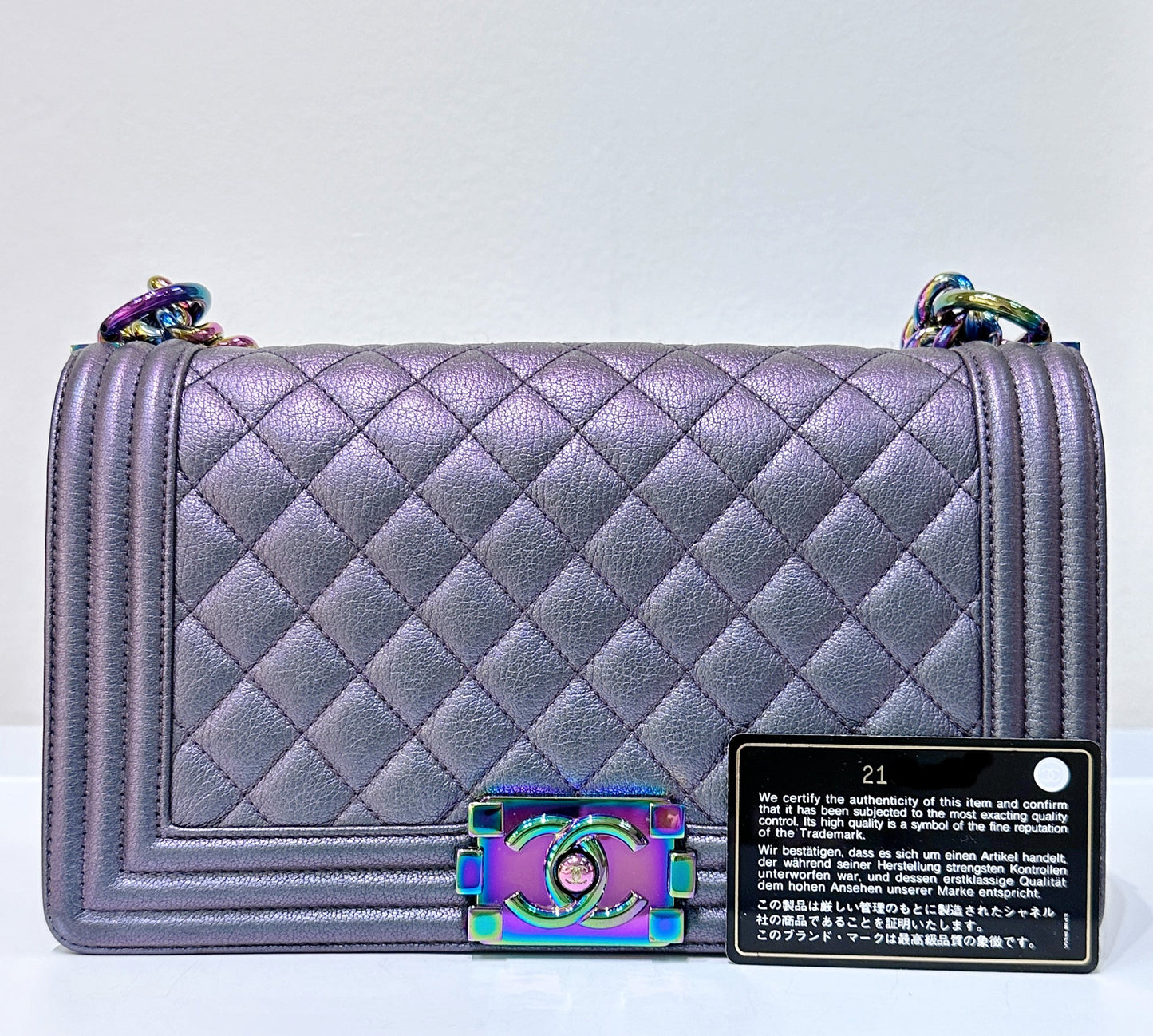 Chanel LeBoy Bag Old Medium Calfskin Purple