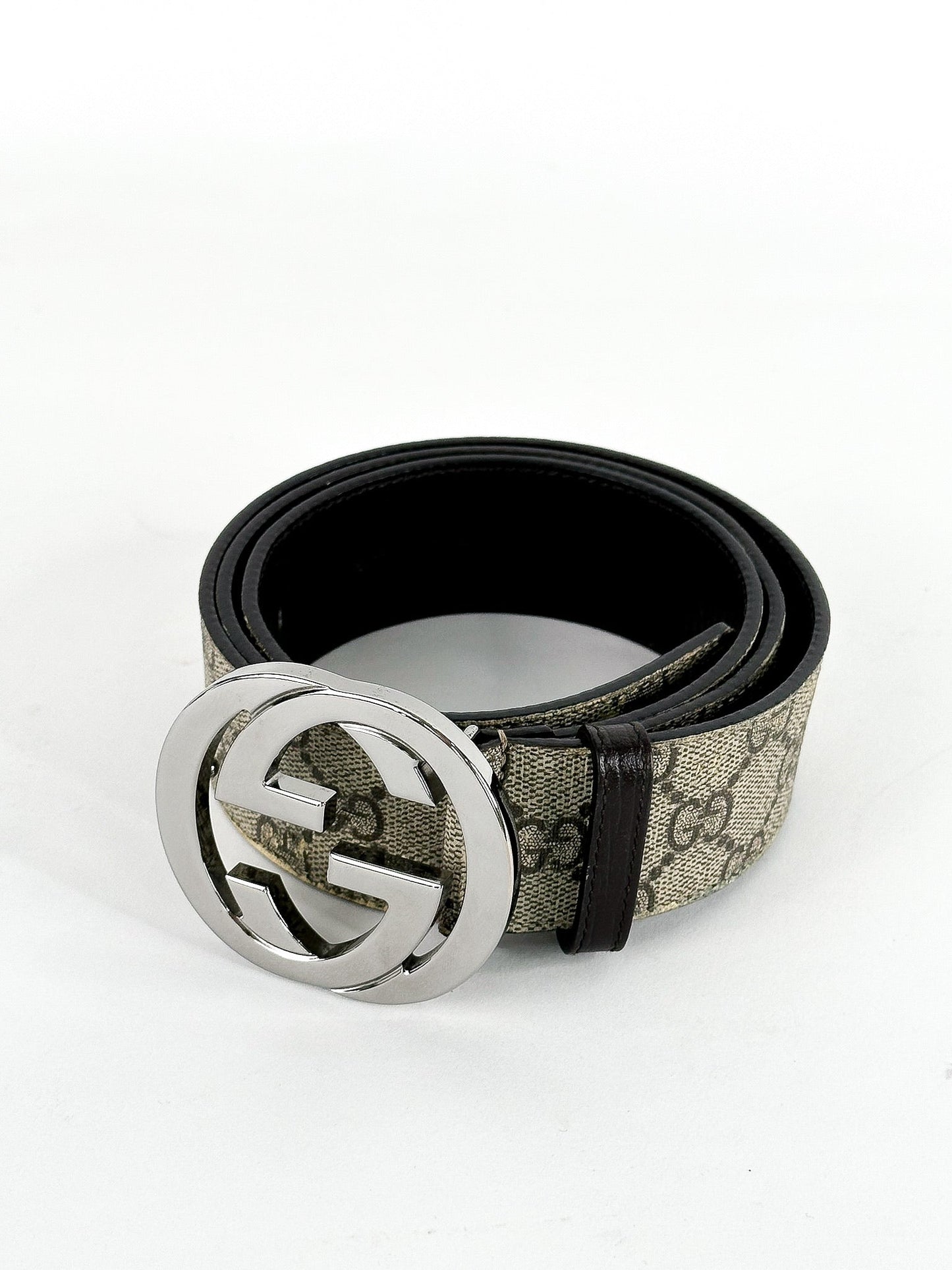 Gucci Beige GG Supreme Canvas Interlocking G Buckle Belt